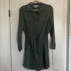 Coolibar Napa Travel Shirt Dress—Green Large